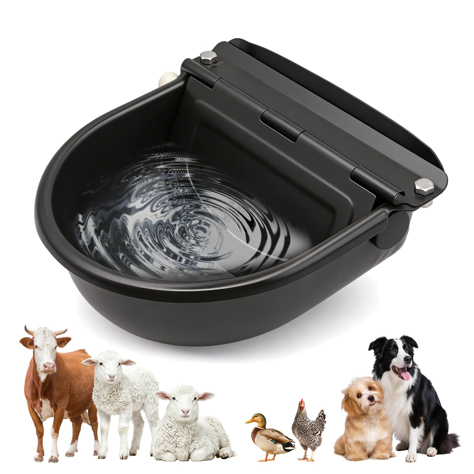 Abreuvoir Automatique pour BéTail avec Flotteur, Abreuvoir en Acier Inoxydable avec Trou de Drainage pour Chevaux, Bovins, Moutons, Porcs, Alpagas et Abreuvoirs pour Chiens