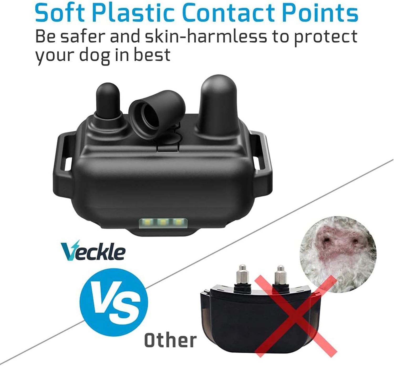 Veckle Dog Training Collar, 2600ft Rechargeable Shock Collar for 3 Dogs Waterproof Dog Shock Collar with Remote, LED Light, Beep, Vibration Dog Electronic Collar for Large and Medium Dogs
