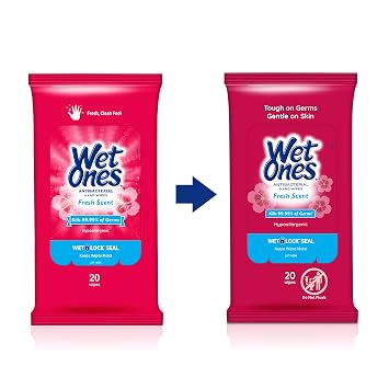 Wet Ones Antibacterial Hand Wipes, Fresh Scent Wipes | Antibacterial Wipes, Hand Sanitizer Wipes & Antibacterial Hand Wipes Case, Fresh Scent | 20 ct. Travel Size (10 pack)