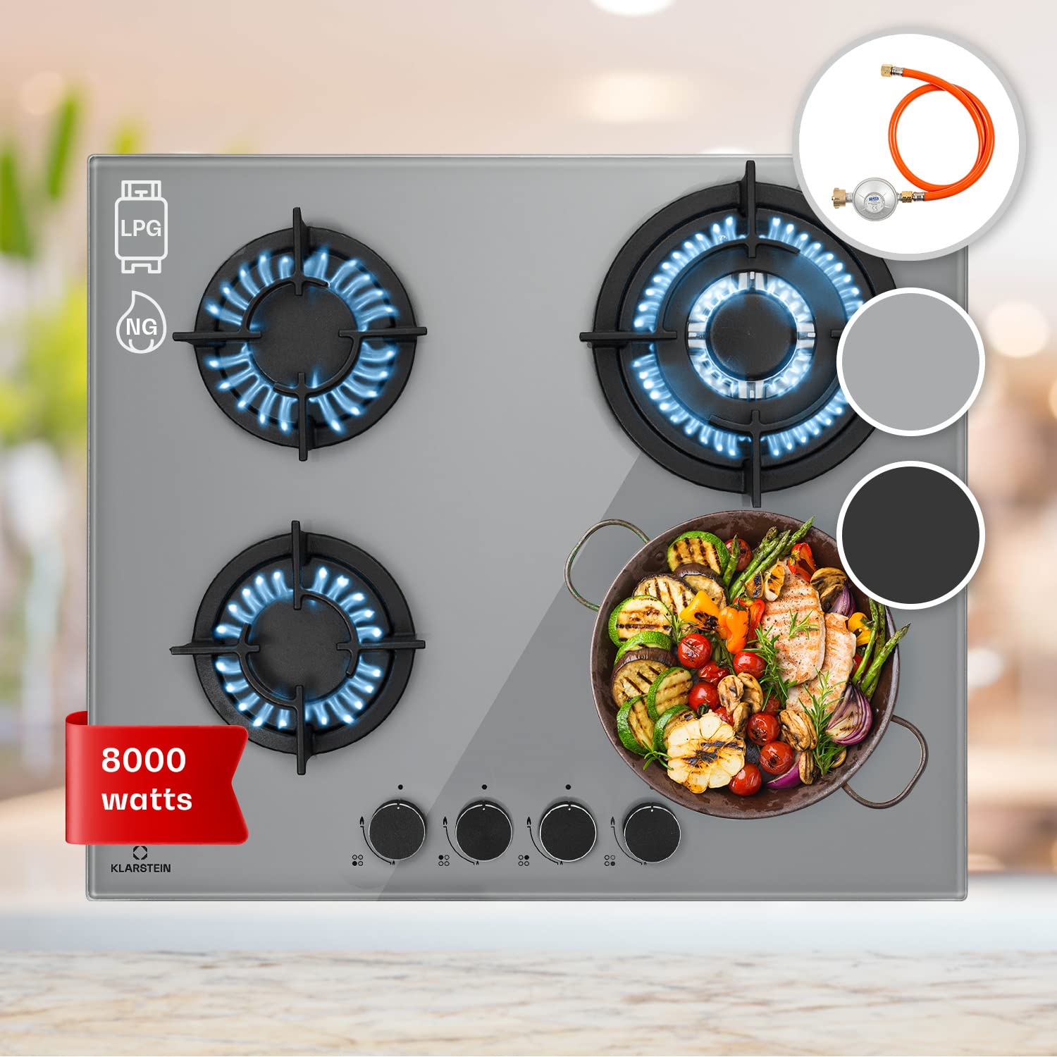 Buy Klarstein Cooker, 4 Burners Hob, 8000W Built In Four Ring Electric Hob, Campervan Cooktops