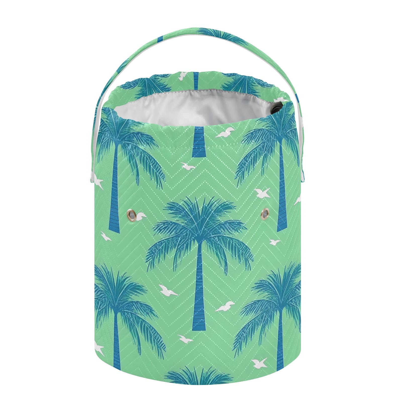 Yarn Storage Bag Small Crochet Bag Knitting Bag Organizer Green Palm Tree Yarn Bags for Crocheting Basket