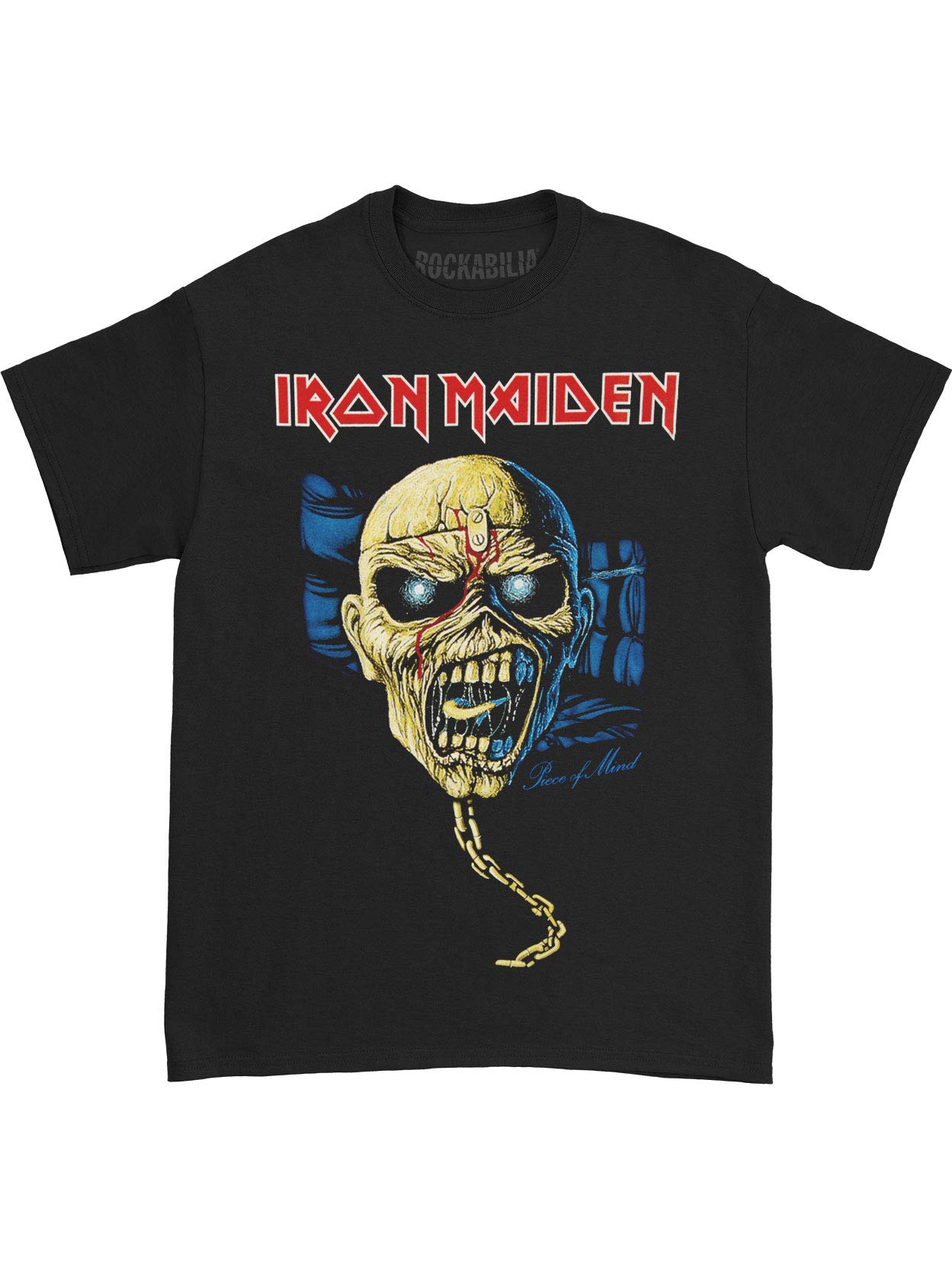 Iron Maiden Piece Of Mind T-Shirt - Official Band Logo Tee For Men (Black)