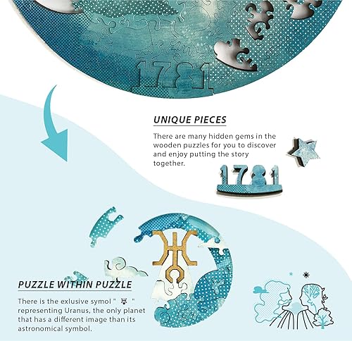 Miniatura 5 de Rompecabezas de madera para adultos, rompecabezas únicos de madera cortada con láser, rompecabezas de galaxia de Urano, ideal como regalo y juegos
