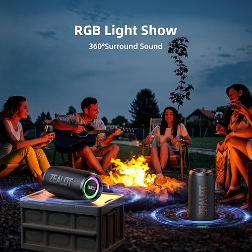 Miniatura 5 de ZEALOT Altavoz Bluetooth portátil, 70 W pico (50 W) altavoces de sonido con luz LED, Bluetooth 5.3, altavoz fuerte para el hogar, fiesta,