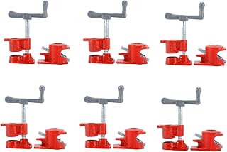 LuckyHigh 6 Pcs 1/2 Inch T Handle Wood Gluing Pipe Clamp Cast Iron Heavy Duty Woodworking Clamps