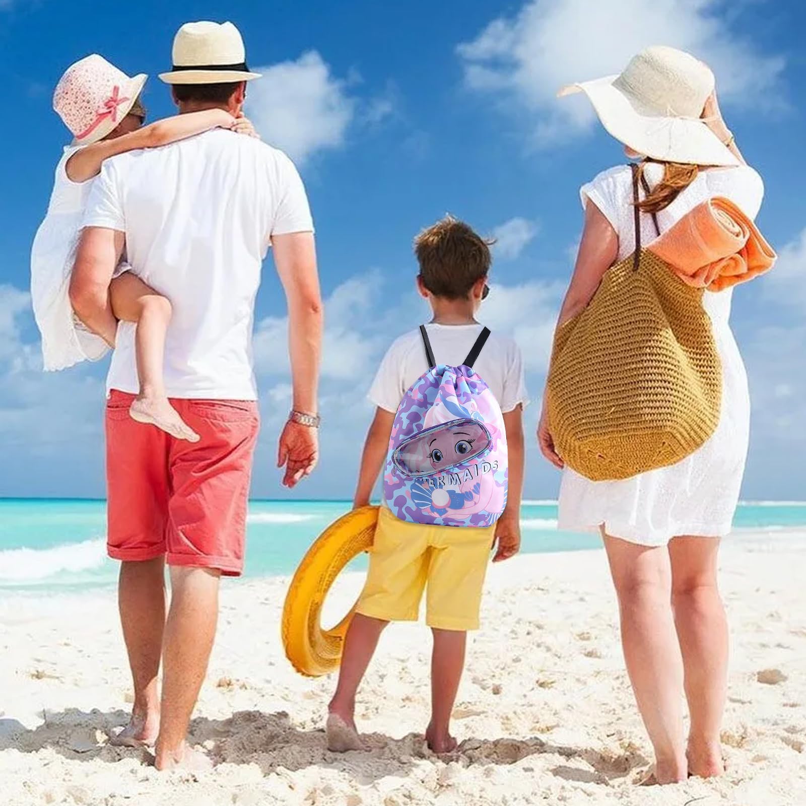Sac Piscine Enfant Étanche Sec/Humide Avec Cordon - Motif Astronaute Pour Gym, Voyage, Plage