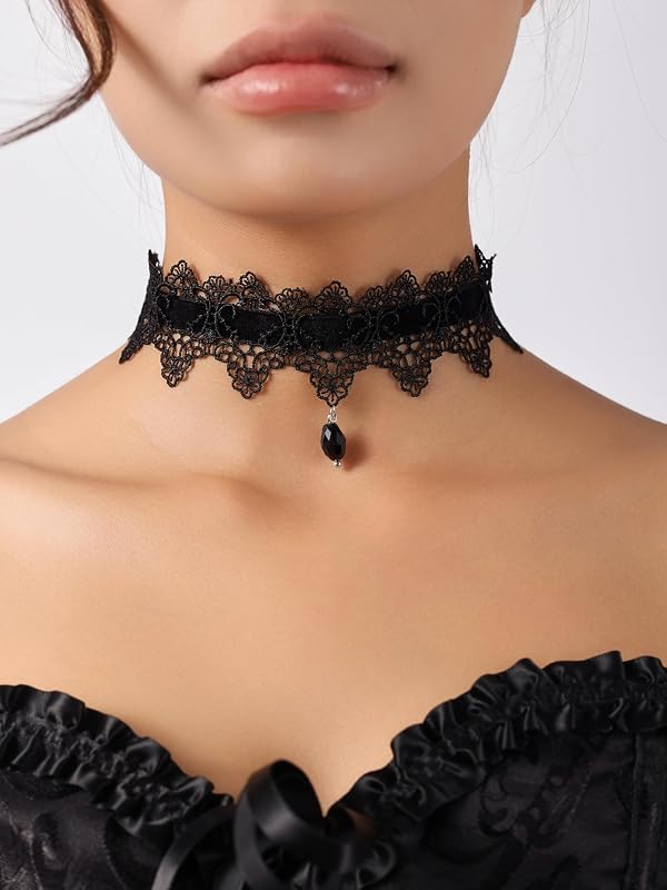 Sacina Gothic Black Lace Velvet Victorian Choker, Goth Necklace, Vintage Necklace, Christmas Jewelry Gift by Sacina - Used condition - Image 2