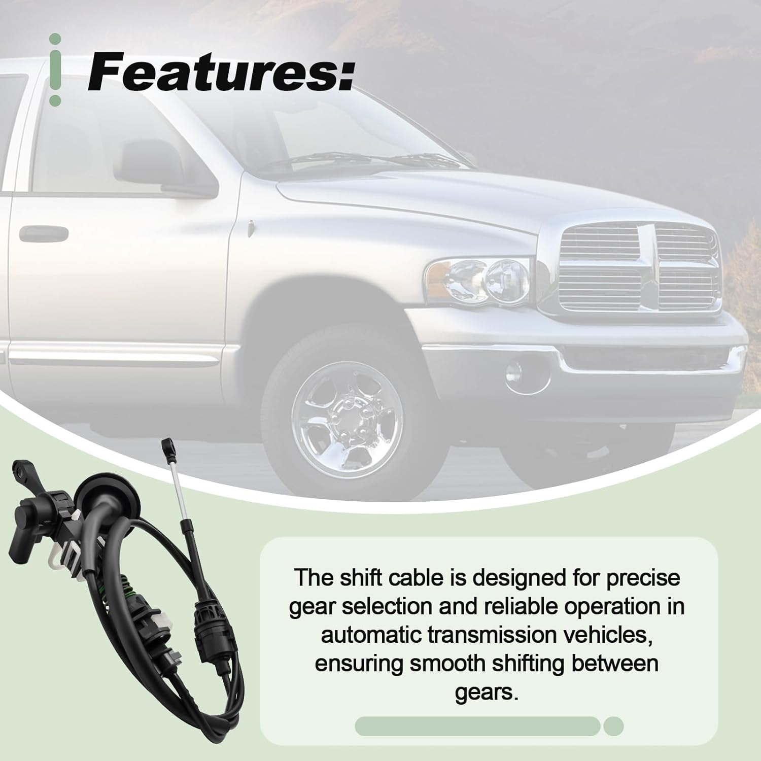 Automatic Transmission Gear Shift Cable Compatible with 2002-2010 Ram 1500 2500 3500 Replace 52107847AM