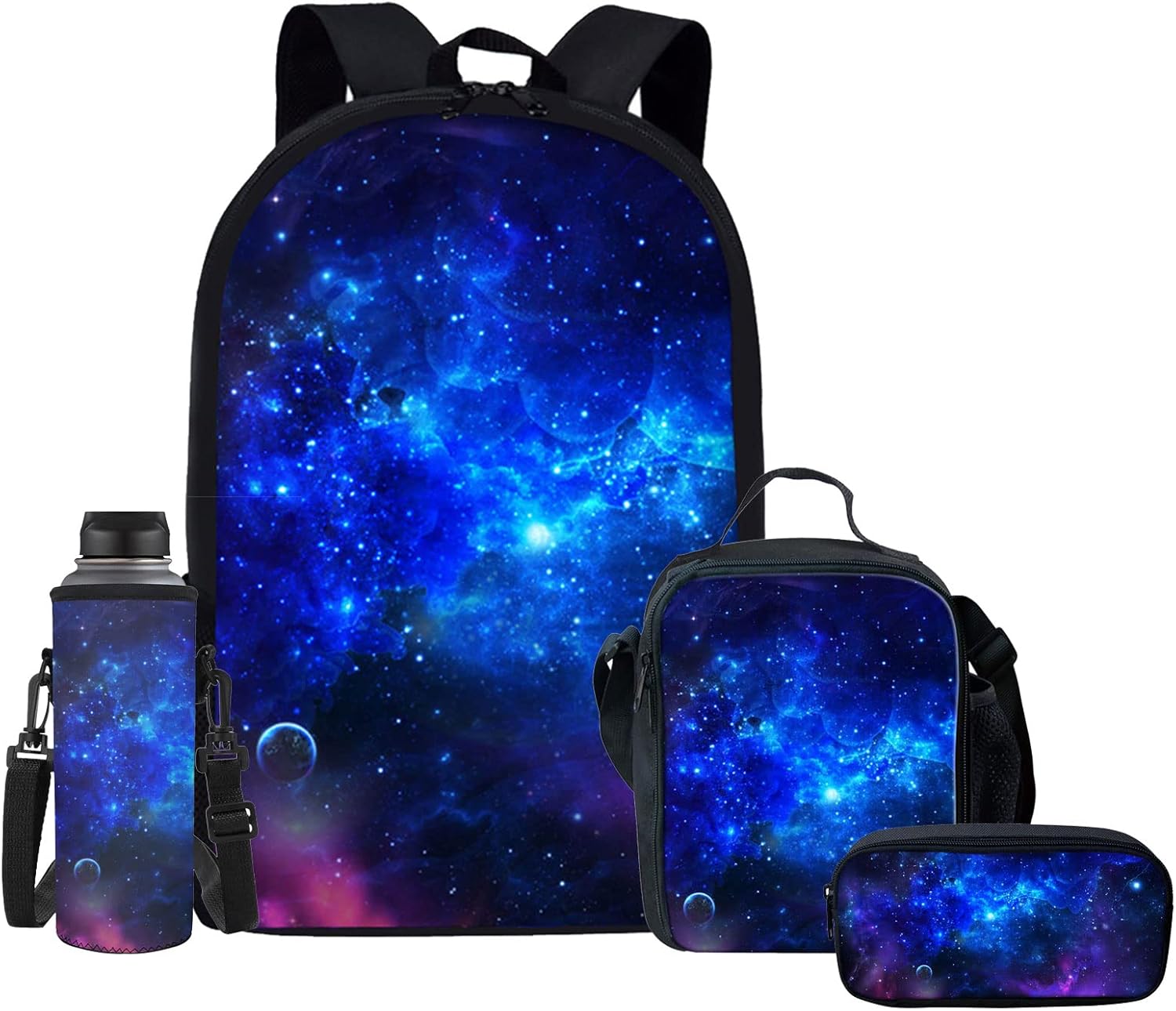 Upetstory 4pcs/set Forest Deer Backpack for Kids Girls Boys School Bag Set with Lunch Box Pencil Case Water Bottle Sleeve Preschool Primary Schoolbag Elementary Bookbag Lightweight Satchel