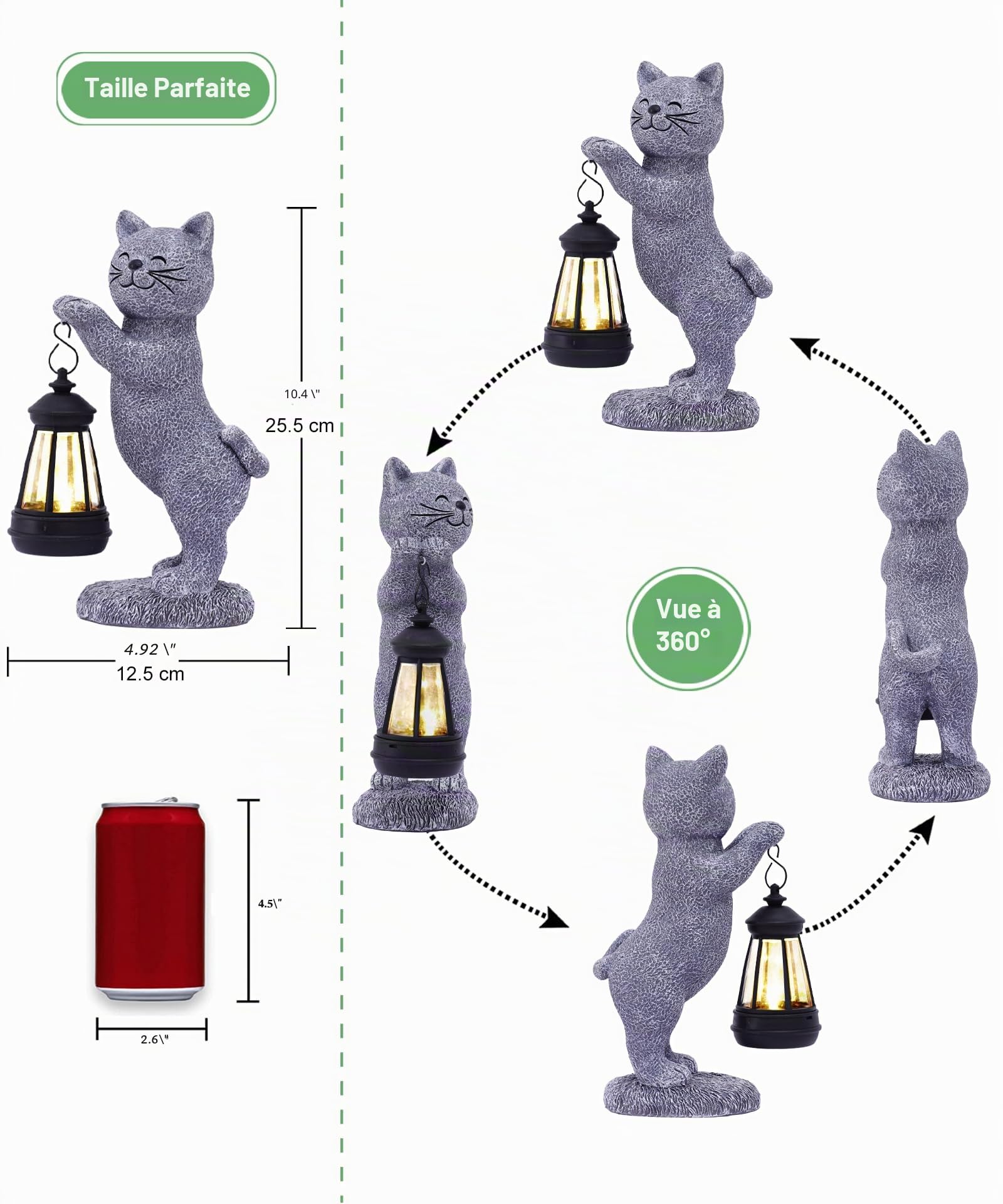 Yeomoo Figurine Chat Solaire Guirlande LED décoration Jardin extérieur