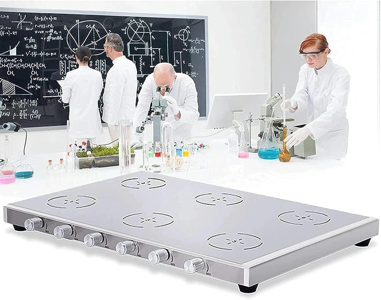 Lab Stirrer, Magnetic Stirrer with Stainless Steel Work Plate, 200-2000 RPM Speed Stirrer Machine, 6 Multi-Position Magnetic Stirrer, for lab use