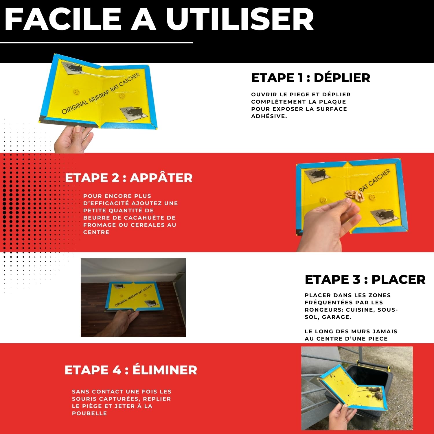 Piège à Souris et Rat Professionnel - 10 Plaques de Glue Collantes Anti Rongeur - Attrape Souris Ultra Puissant - Piège à Colle Extra Fort - Wemk