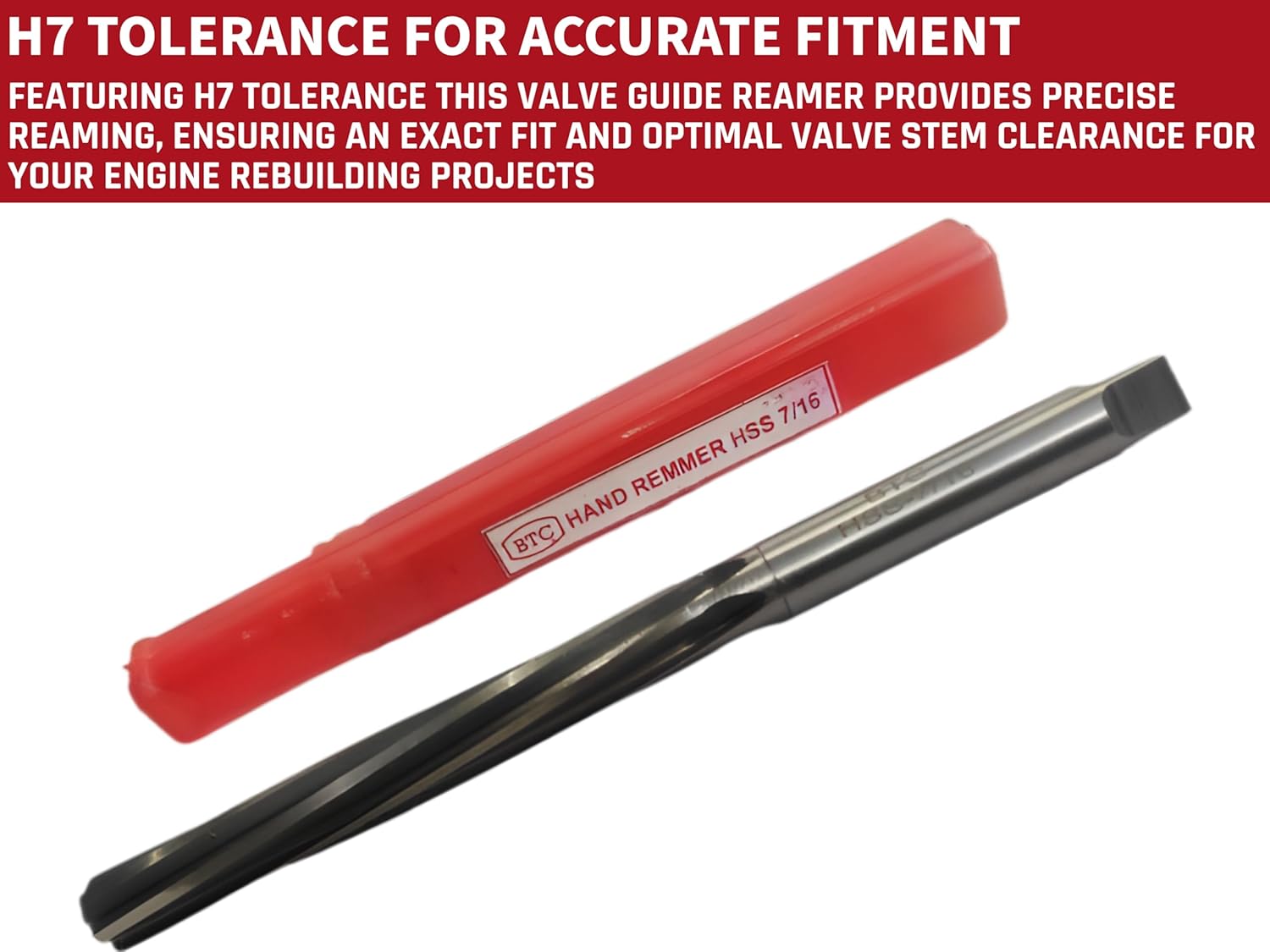 HSS Valve Guide Reamer 7/16 inch Diameter, 6 inch Overall Length Spiral Flute Reamer Tool