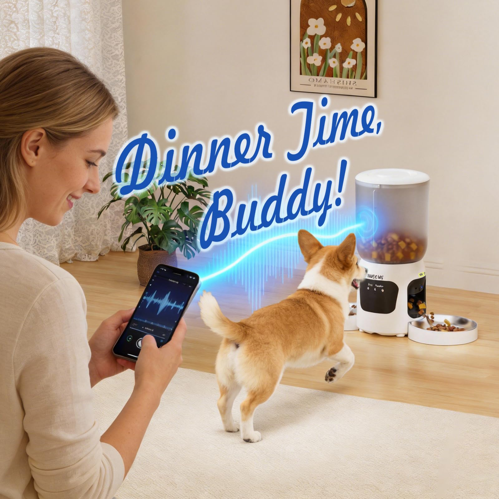 Futterautomat Katze mit Kamera, 6L Dual-WLAN Spender für 2 Katzen | 15 Mahlzeiten, 2-Wege-Audio & Nachtsicht, Futternapf aus Edelstahl für Katzen und Hunde, App-Steuerung per 2.4G/5G WLAN