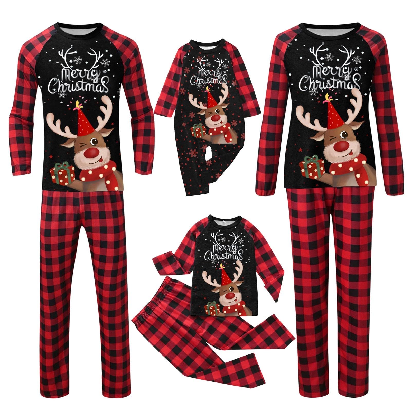 Generisch Abgestimmtes Weihnachts Familienoutfit Set, weiches festliches Freizeitset für Frauen, Paare und die gesamte Familie