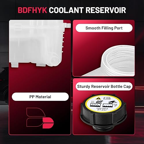 Vista 4 de BDFHYK Depósito de expansión de refrigerante del motor compatible con Buick Cascada Verano Chevrolet Chevy Orlando Cruze Limited Reemplazar 603-383