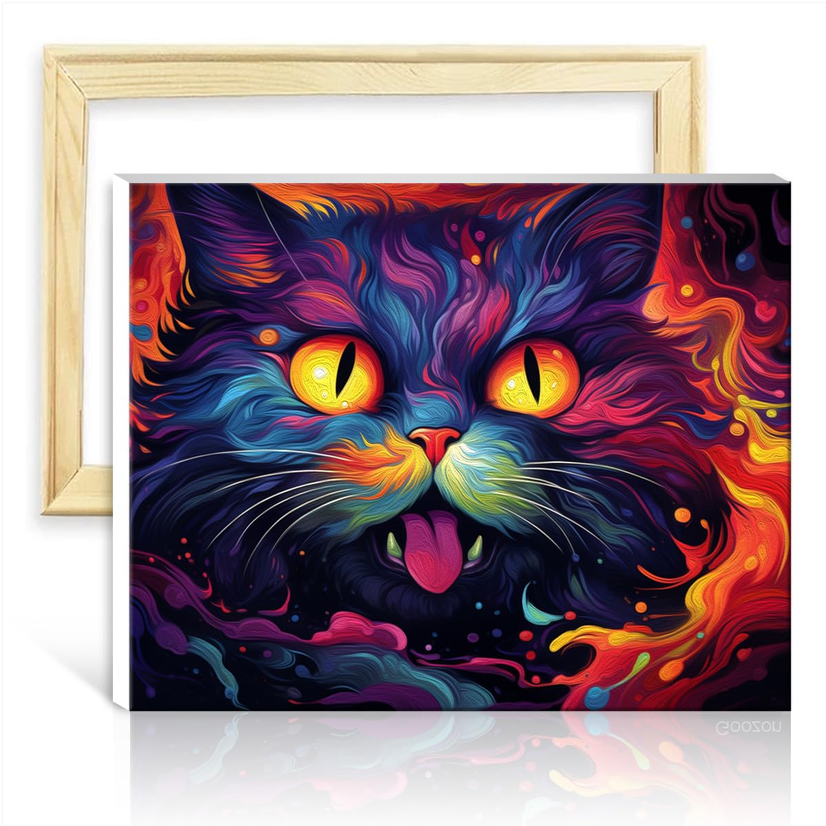 TANGFEIY Oil Painting Kit Paint by Number Paintting Cats Adult Paint by Number Kits on Canvas with Brushes and Acrylic Pigment on Canvas with Frame(40x50cm) — image 1