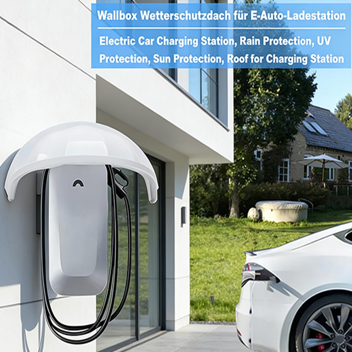 Wallbox Tettoia per stazione di ricarica auto elettrica protezione pioggia UV ABS 40x35,5x20 cm