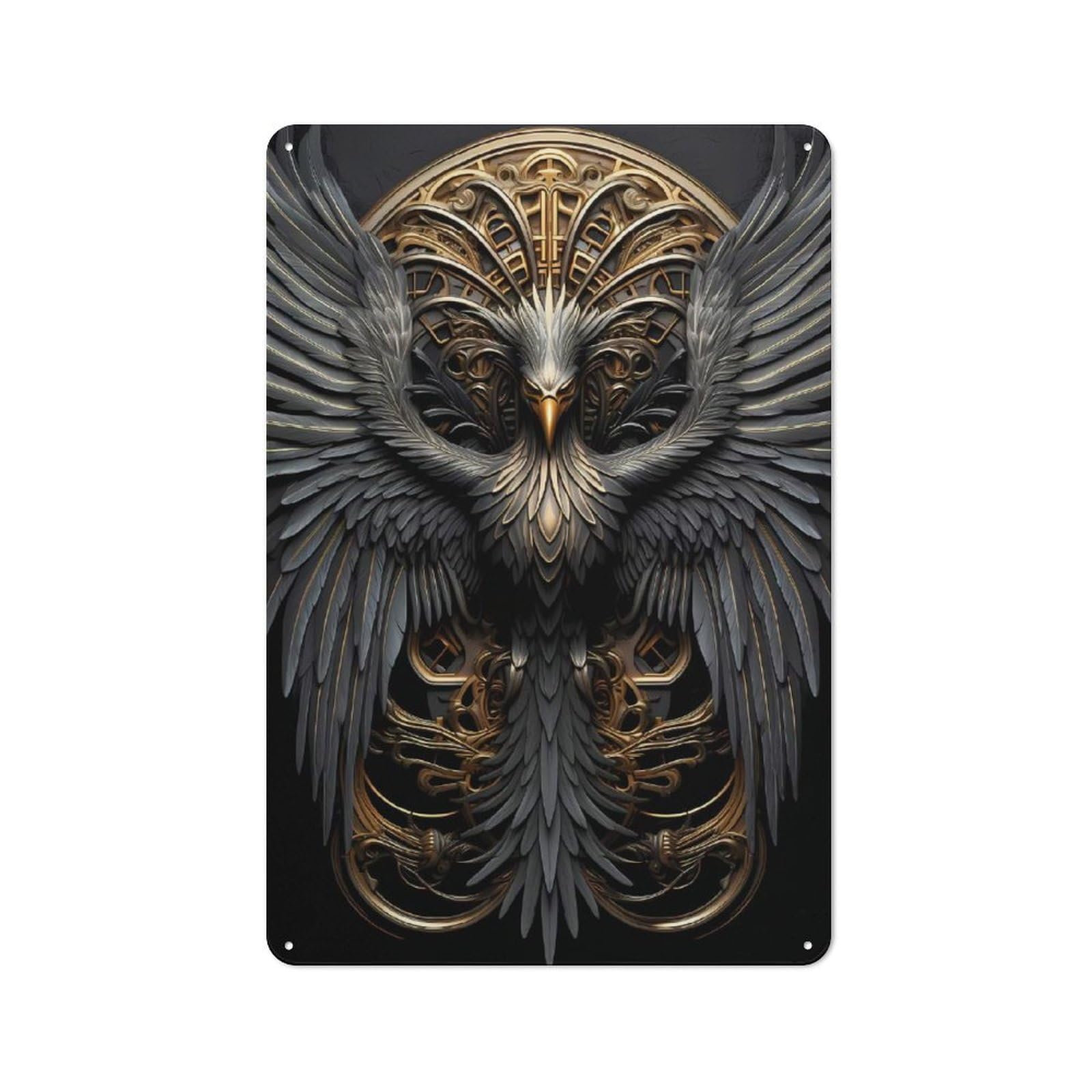 Junmoney Style-10 Vintage Celestial Phoenix Reborn Metal Plaque 30X20cm, Kitchen Wall Decor For Restaurant, Kitchen, Counter Or Breakfast Nook