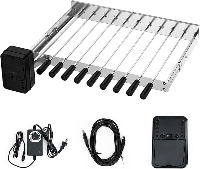 Skyflame Stainless Steel Electric Barbecue Shish Kabob Skewer Set with 9...