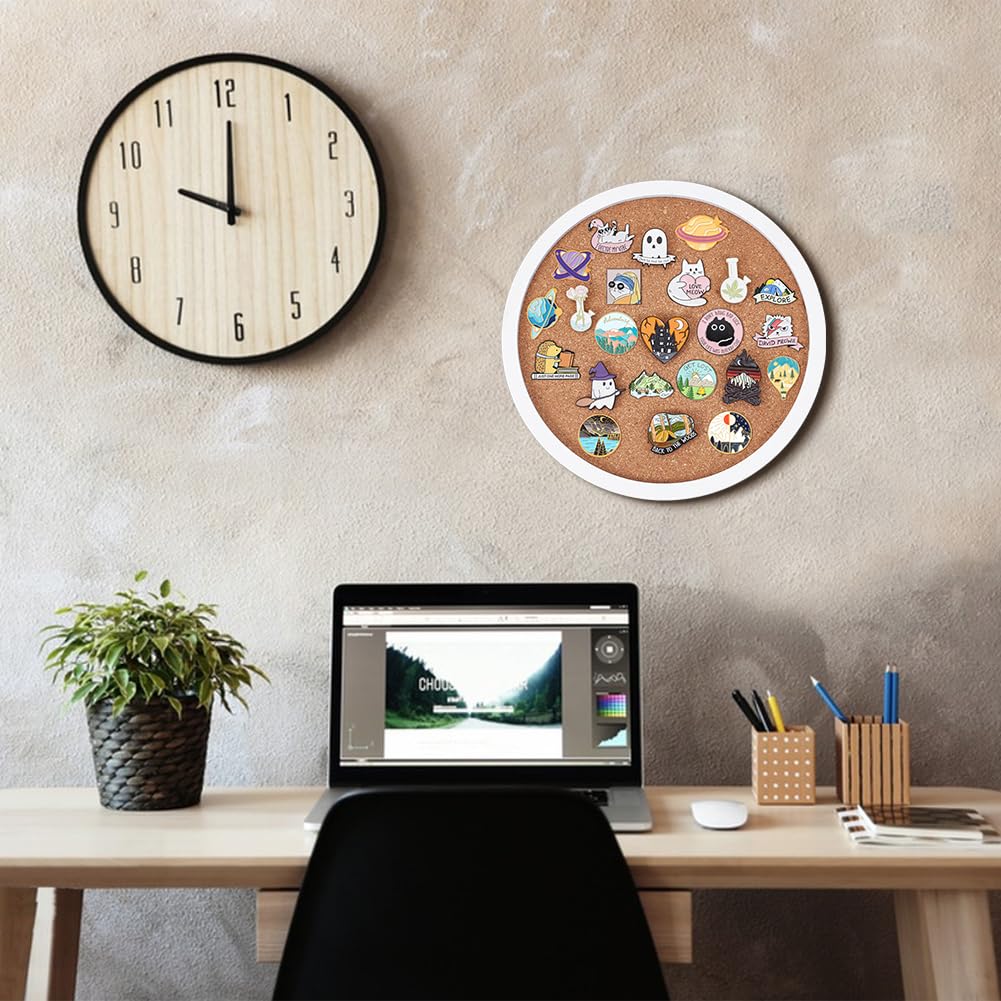BENECREAT Vierkant kasteel prikbord kurkbord, 30 x 30 cm, bulletin displaybord, wandgemonteerde kurkbord met zwart frame voor broche pin opslag display, kantoor- en schooldecoratie