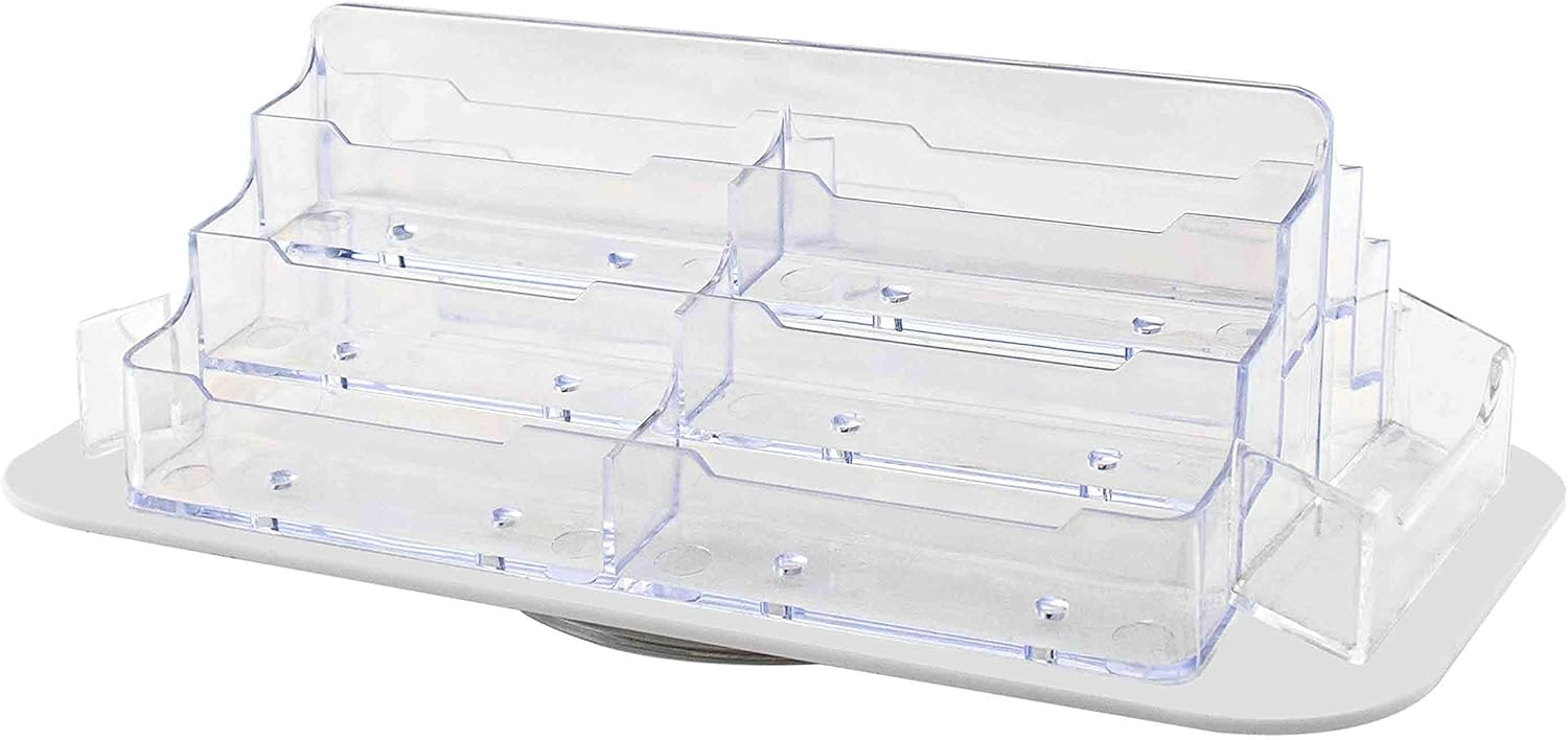 Marketing Holders Business Card Display 14 Multi Pocket Cards Spinning Organizer Medical Office Rotating Acrylic Supplies Rotating Clear Carousel Countertop