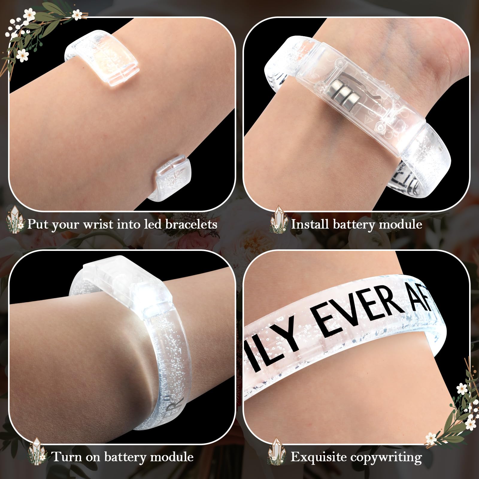 Confezione da 72 braccialetti luminosi al buio, con luci a LED, per feste e ricevimenti di nozze, feste di addio al nubilato, regalo per adulti