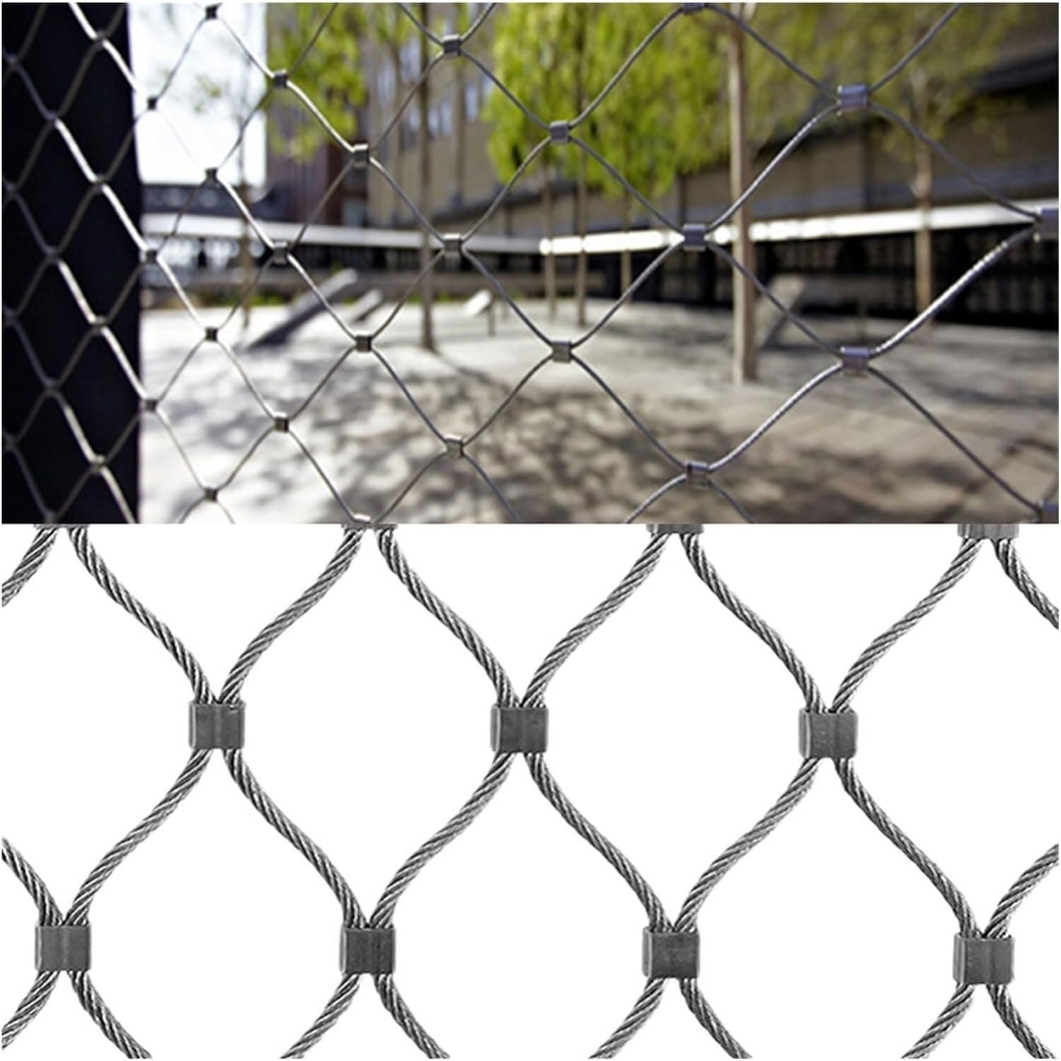 JvFbjLF Stainless Steel Rope Net, Anti-theft And Fall Protection Net, Flexible Impact Resistant Boundary Protection Net(1.5mm,8cm)