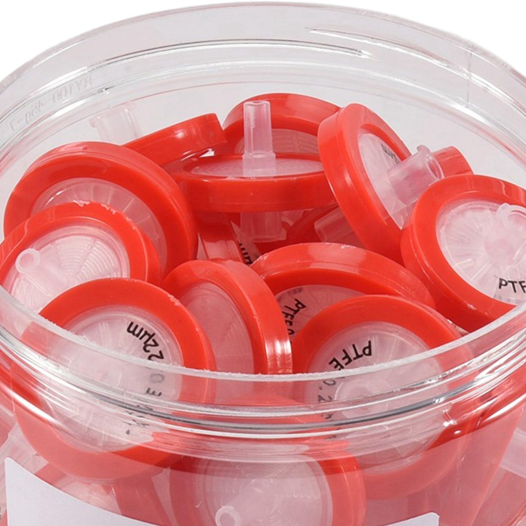 Filtro per Siringa da 200 Pezzi nel PTFE, Filtro da Laboratorio per Siringa, Diametro della Membrana di 25 Mm, Dimensione dei Pori 0,22μM, HPLC