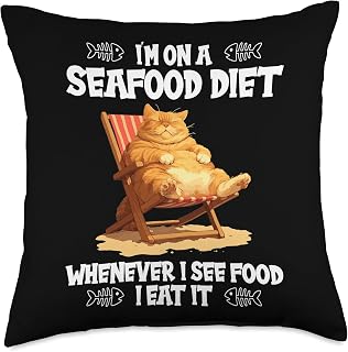 i am on a Seafood Diet Funny Diet Throw Pillow