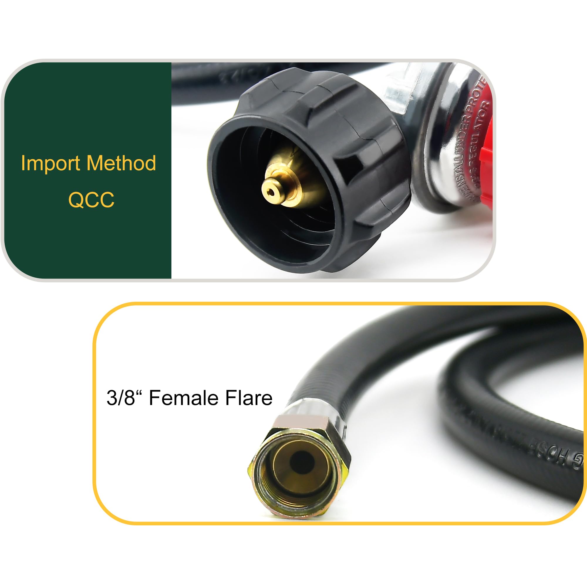 Wysokociśnieniowy wąż regulatora propanu PVC z manometrem – stały 20 PSI, wlot QCC1 i nakrętka wylotowa 5/20.3 cm-18UNF do grilli gazowych LP, grilla, frytownic do indyka, wędzarni
