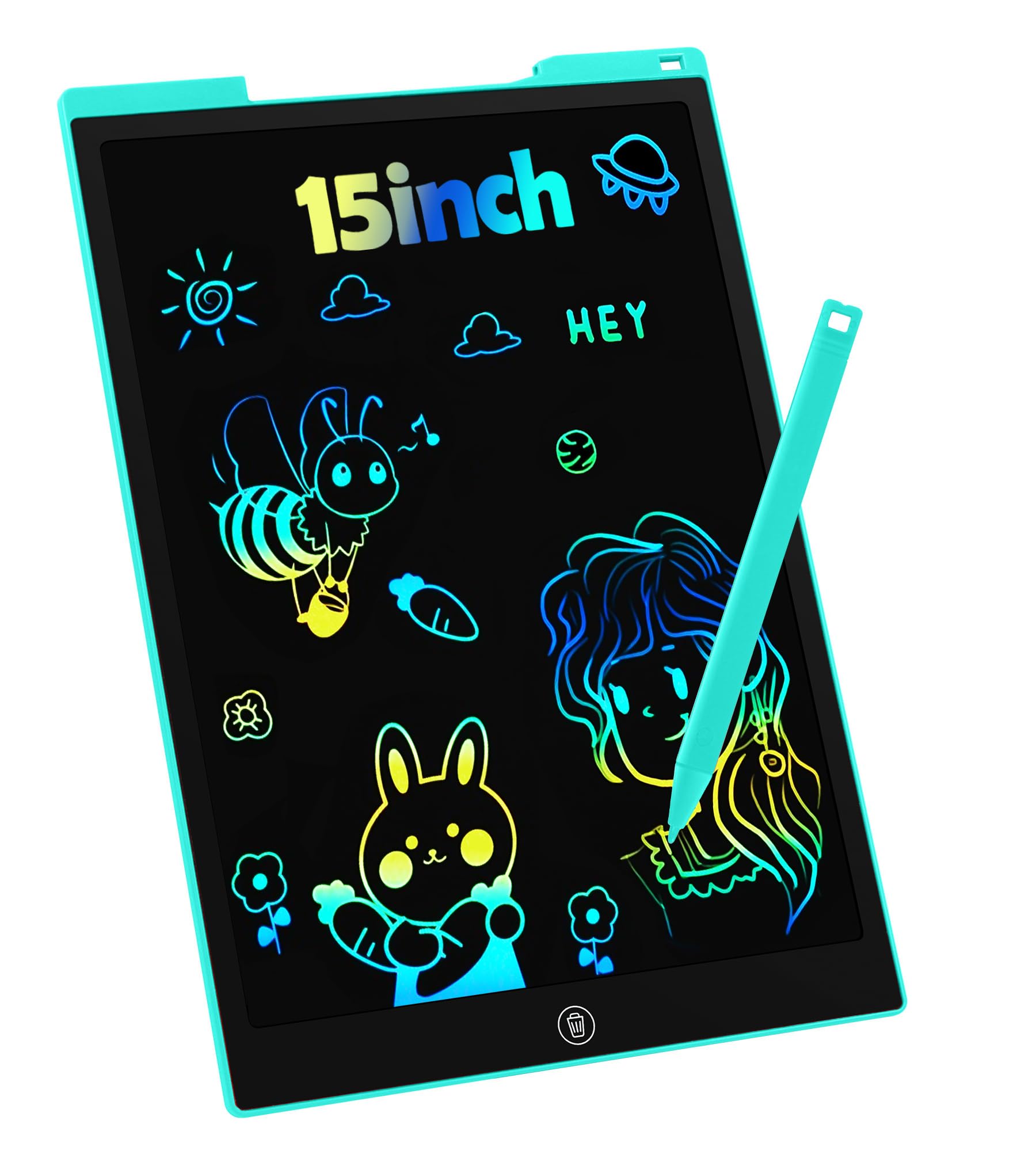 Tavoletta Grafica LCD Scrittura 15 Pollici, Tavoletta Grafica Bambini Elettronica Digitale da Disegno con Penna Giochi Giocattolo 3 4 5 6 7 8 9 Anni Regali di Natale di Compleanno per Ragazzi Ragazze