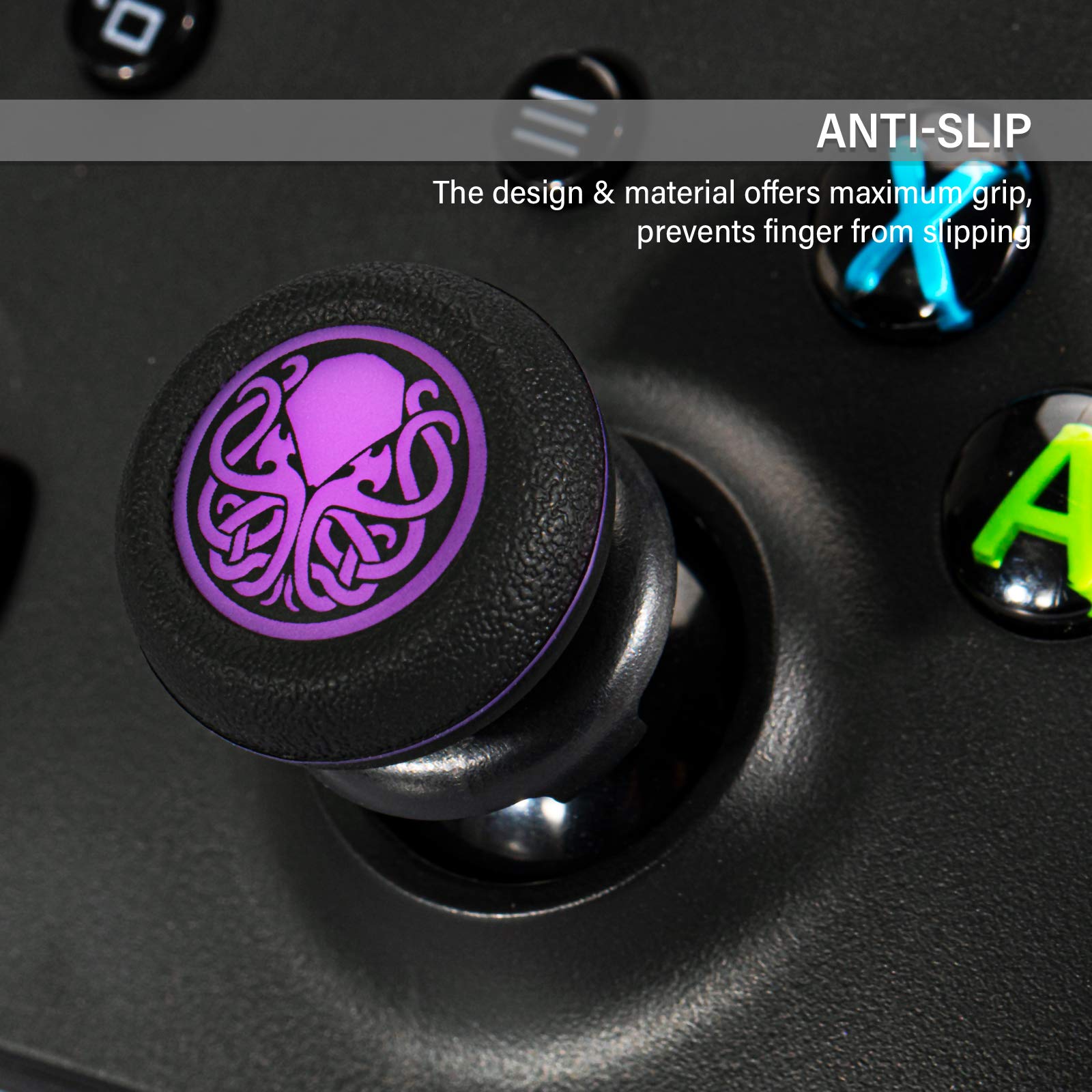 FPS Thumbstick Extender & Printing Rubber Silicone Grip Cover 2 Sets for Xbox Series X/S & Xbox One Controller (Cthulhu Secret) - 5