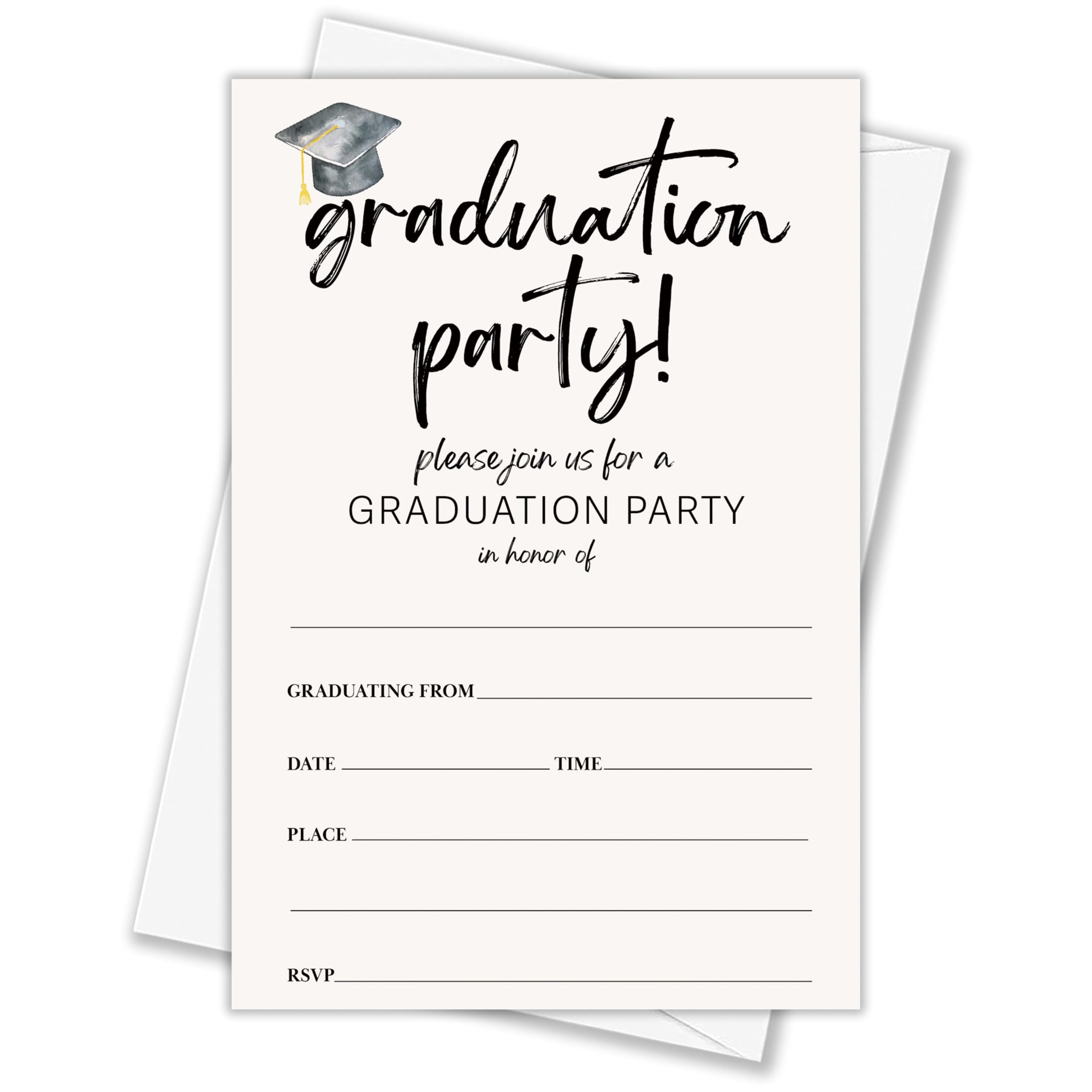 GOLRMC Graduation Party Invitations 2026, Watercolor Graduation Announcement Cards for High School, College, University, 4x6 Set of 25 Invitations