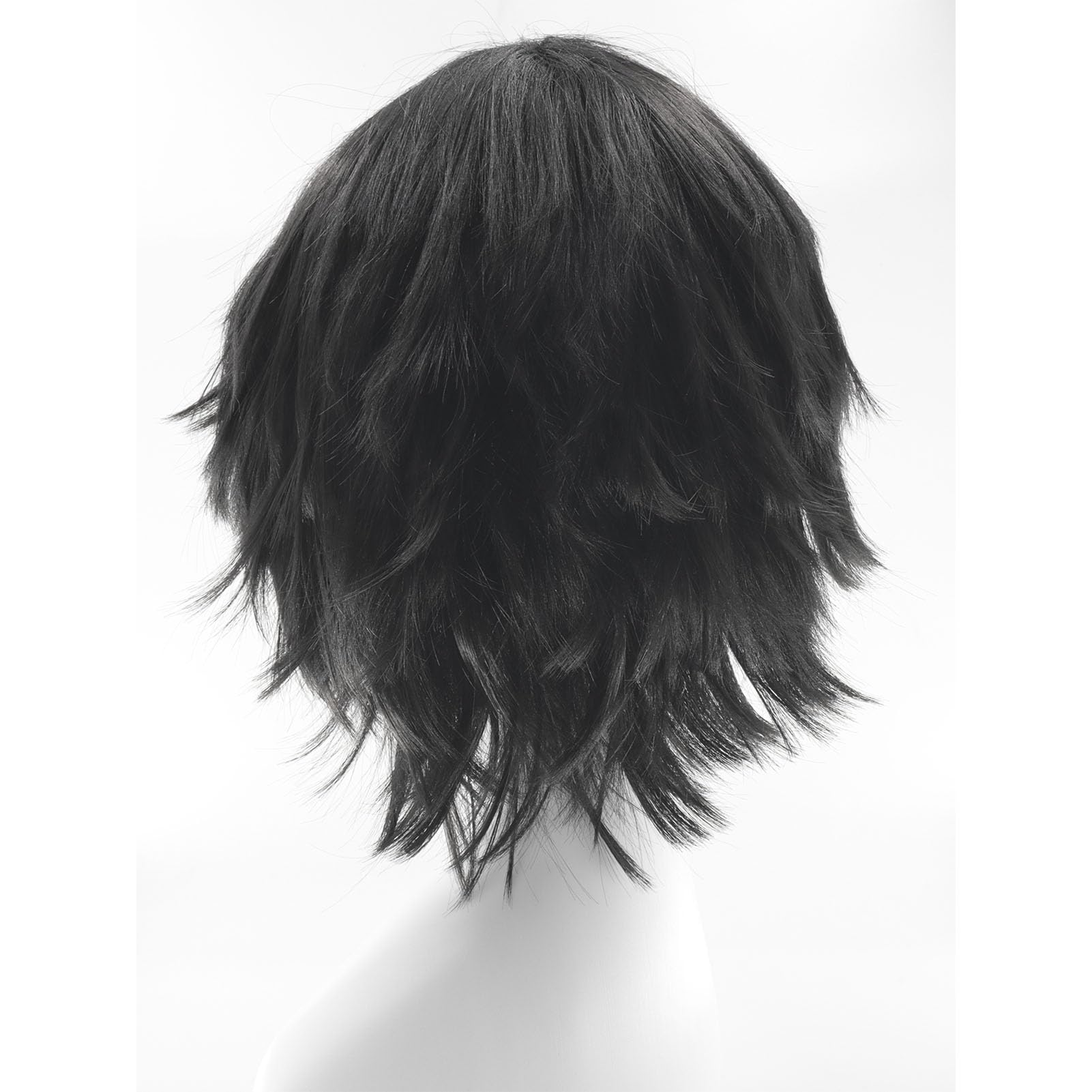 Dcbaboo Black Wig Short Curly Wig Men/Women Wigs Anime Cosplay Wig 12" Natural Fluffy Layered Straight Hair Unisex Halloween Wig Fancy Dress Synthetic Full Wig with Wig Cap - Image 3