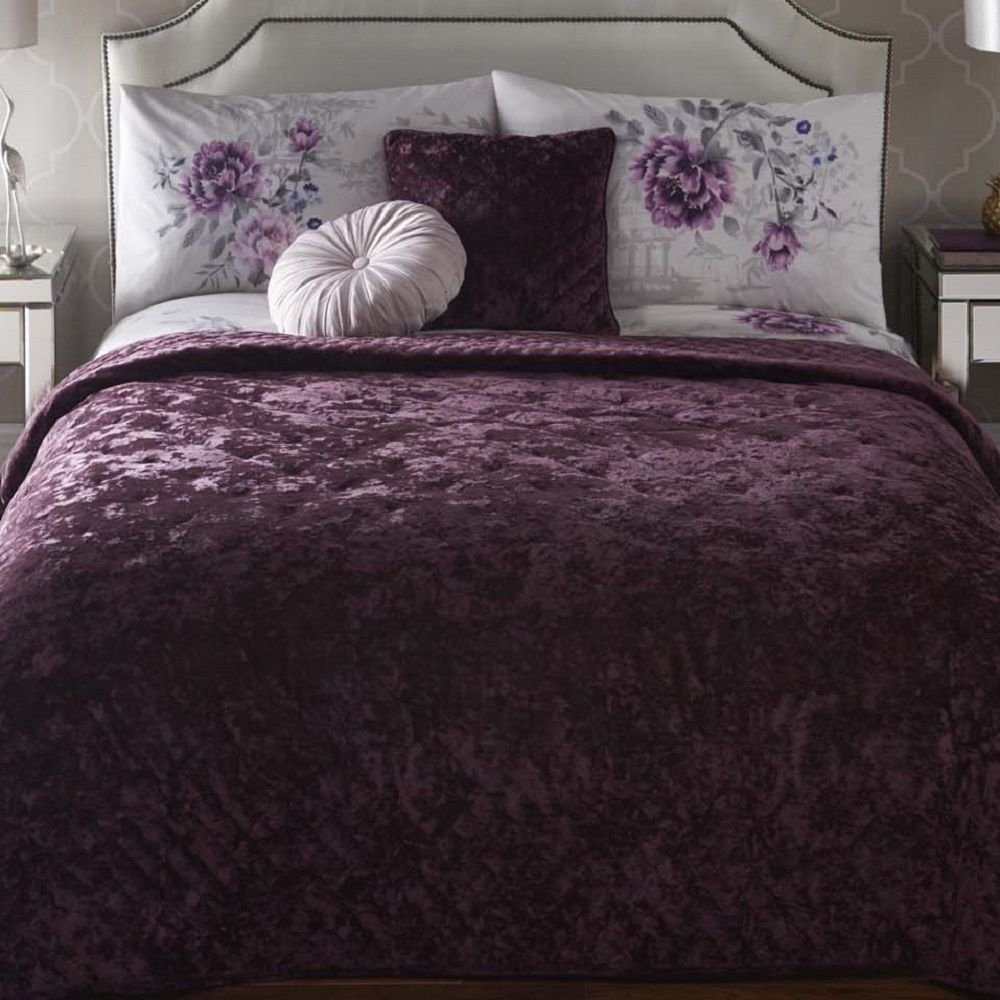 Mason Gray Appletree Kori Quilted Bedspread, Plum, 220 x 220 Cm