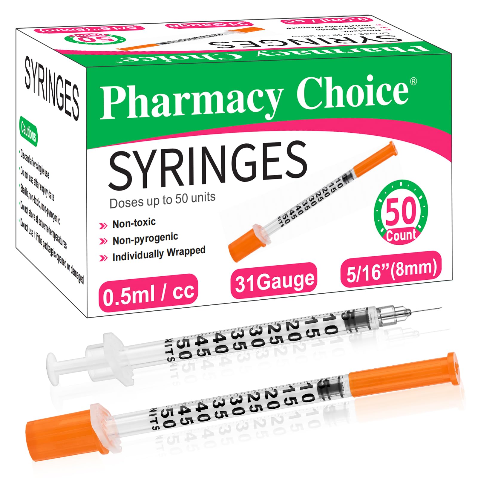 1ml 30 Gauge 1/4 Inch 6 mm Syringe, Individually Packed , 50PACK — Amazon image 10