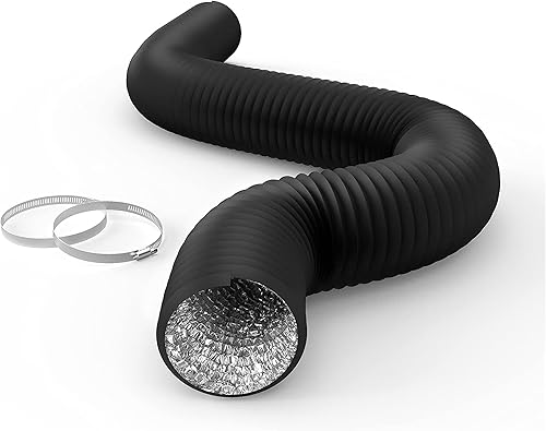 HealSmart Manguera de ventilación de secadora de 4 pulgadas y 8 pies de conducto flexible de papel de aluminio, protección de cuatro capas, con 2