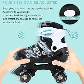 Sowume Adjustable Roller Skates for Boys and Kids, All 8 Wheels of Boy\'s Skates Shine, Safe and Fun Illuminating for Kids