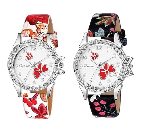 The Shopoholic Analogue Pink Red Pink Dial Women's Combo Watch-(S-330-332)