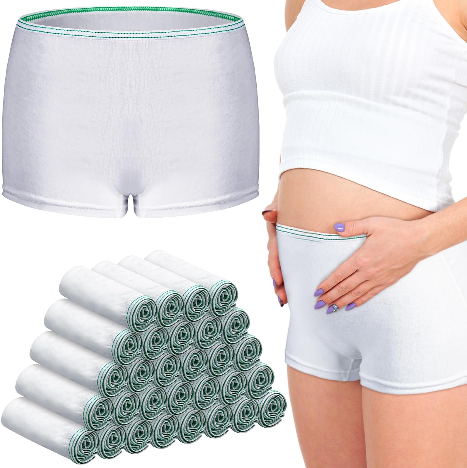 30 Pcs Disposable Mesh Postpartum Underwear Women Panty Breathable Maternity Underwear Care Stretchy Panties (S-M)