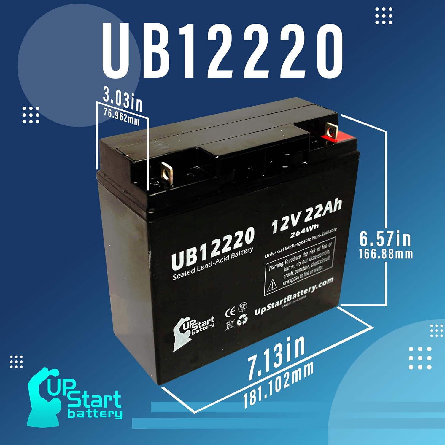 Replacement for BOOSTERPAC ES5000 Battery - Replacement UB12220 Universal Sealed Lead Acid Battery (12V, 22Ah, 22000mAh, T4 Terminal, AGM, SLA)