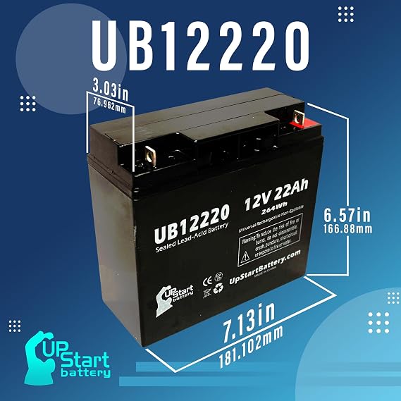 Replacement for SEALAKE FM12170 Battery - Replacement UB12220 Universal Sealed Lead Acid Battery (12V, 22Ah, 22000mAh, T4 Terminal, AGM, SLA)