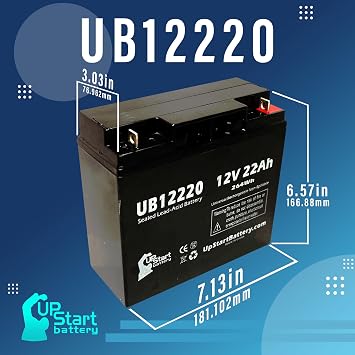Replacement for SEALAKE FM12170 Battery - Replacement UB12220 Universal Sealed Lead Acid Battery (12V, 22Ah, 22000mAh, T4 Terminal, AGM, SLA)