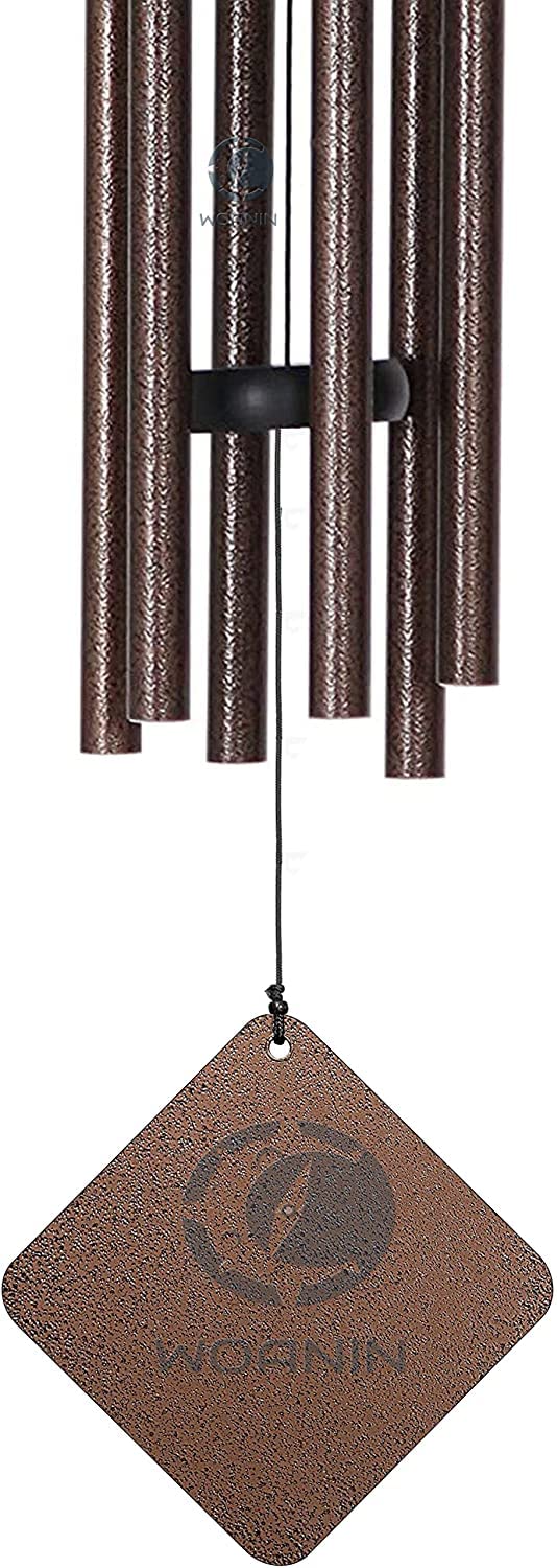 Dzwonki wietrzne, pamiątkowe dzwoneczki wietrzne, głęboki ton z 6 aluminiowymi rurkami, prezenty dla straty ukochanej osoby, niesamowity dodatek do ogrodu, patio, podwórka, wystrój domu (miedź)