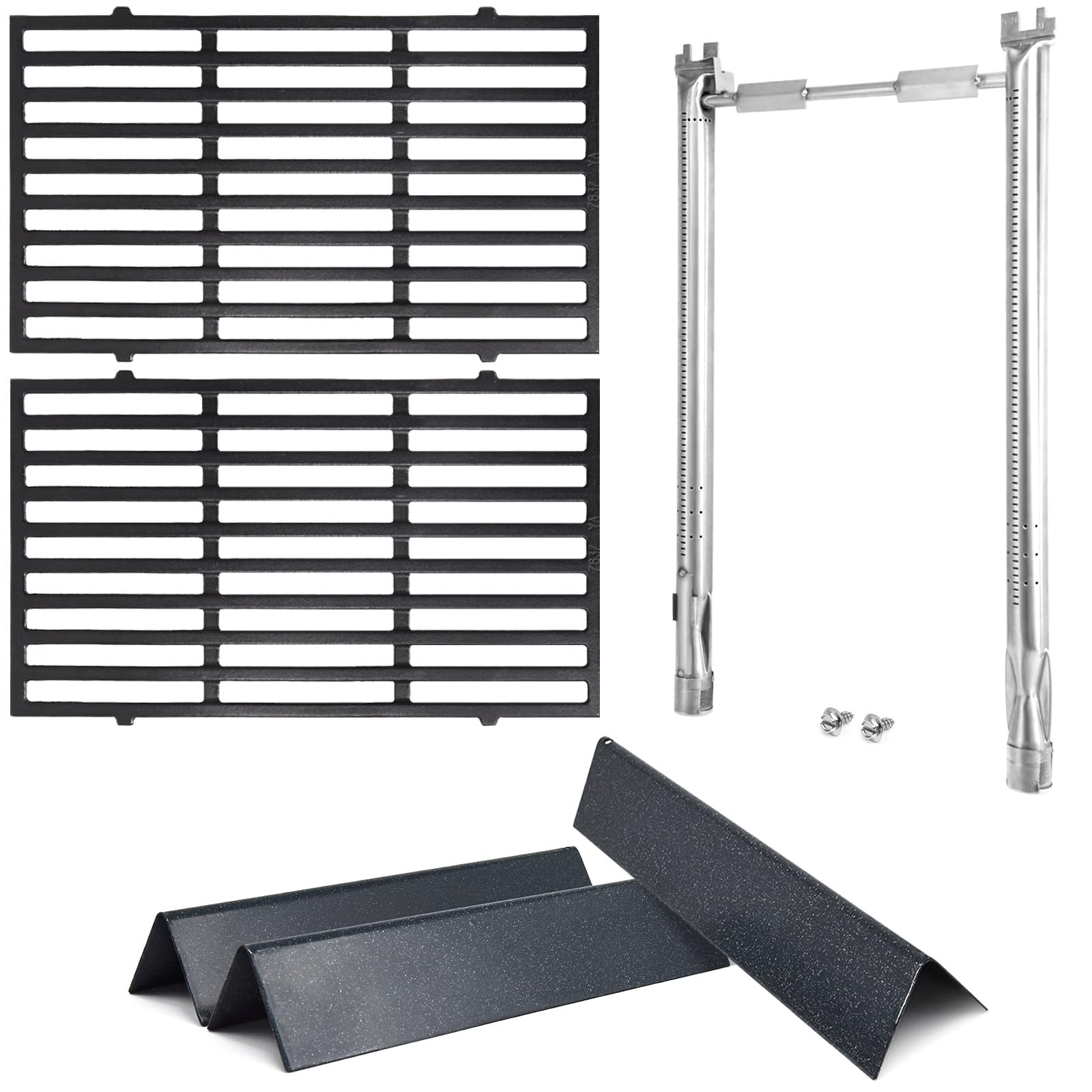 Grill Parts for Weber E-210, E-220, S-210, S-220 Spirit I&amp;II 200 Series with Front-Mounted Control 7635 Flavorizer Bars 7637 Grill Grates 69785 Grill Burners Replacement for Weber