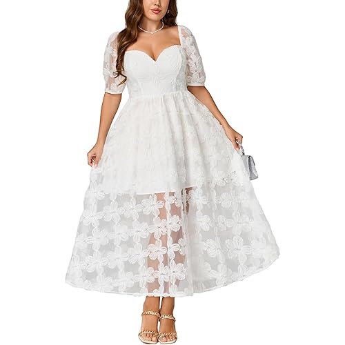 Women's Cocktail Formal Guest Dresse 3D Lace Sweetheart Neckline A Line Maxi Dresses