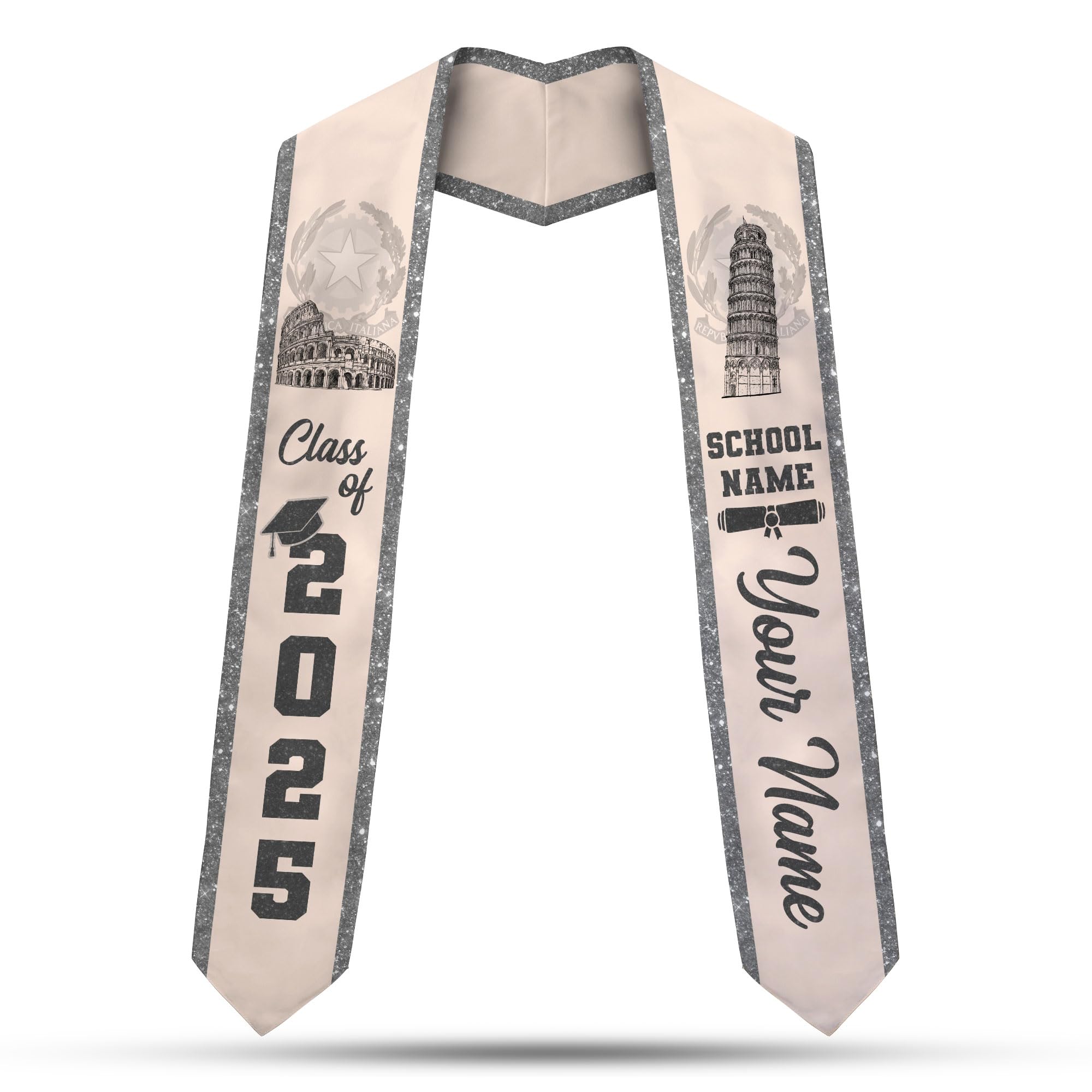 MonkeyVan Custom Italians Flag Graduation Sash 2025, Italian Graduation Sash, Italia Graduation Stole Class of 2025 It5