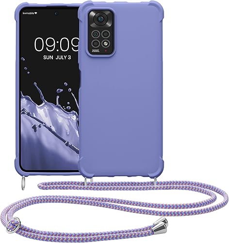 Miniatura 8 de kwmobile Funda cruzada compatible con Xiaomi Redmi Note 11  Note 11S - Funda de silicona TPU con correa - Lavanda