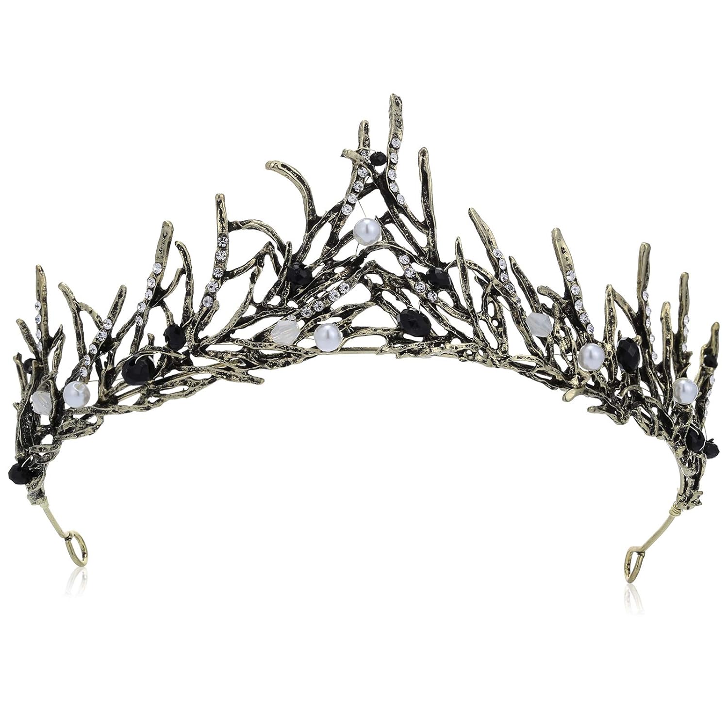 Makone Crystal Crowns and Tiaras for Women, Queen Princess Vintage Tiaras with Pearl, Girls Adult Bridal Hair Accessories Gifts for Christmas Halloween Costume, Birthday Party, Wedding Prom, Pageant - Bronze